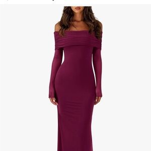 Elegant Off-Shoulder Burgundy Dress